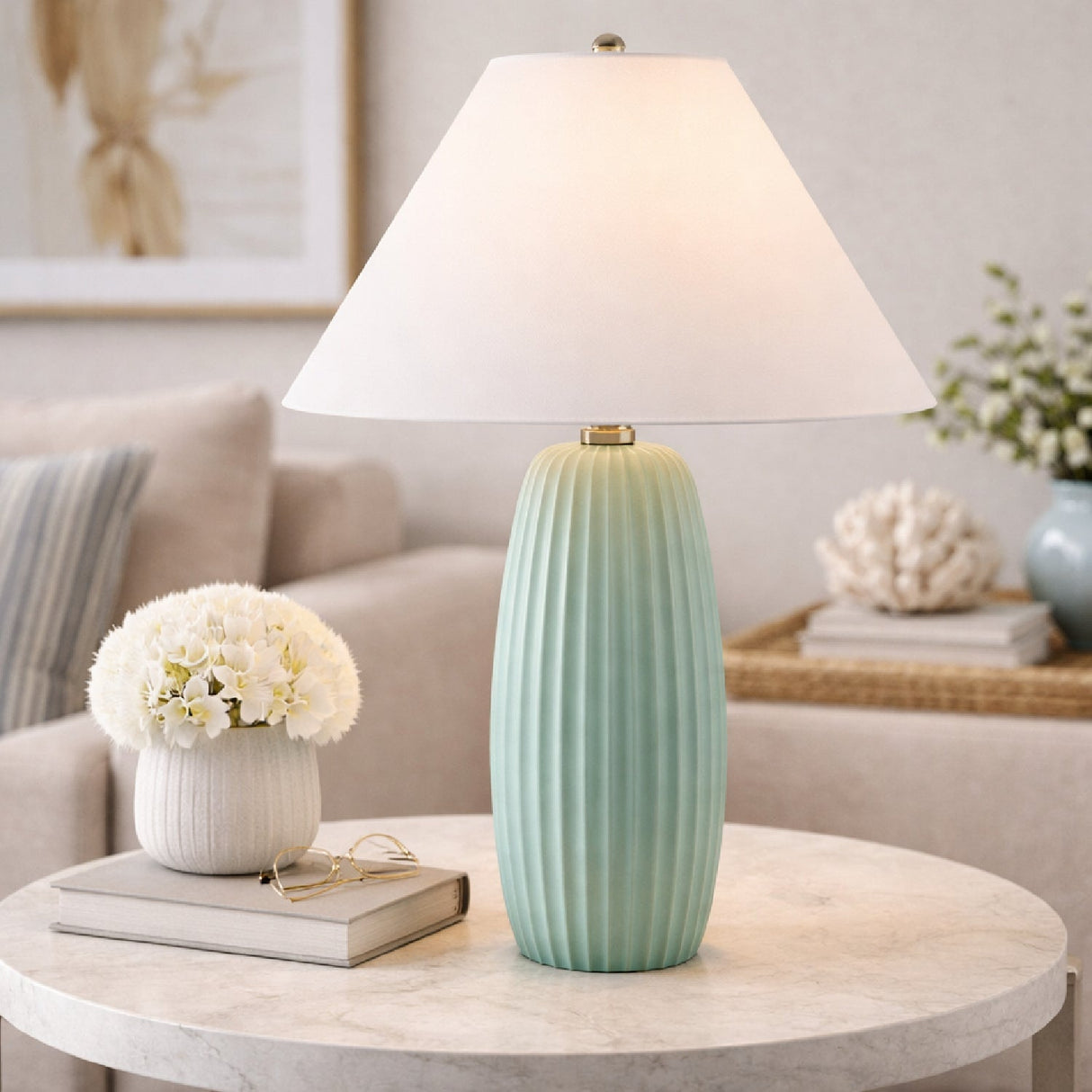 Modern European furniture - Painted Cement Linen Table Lamp - www.oroa.com