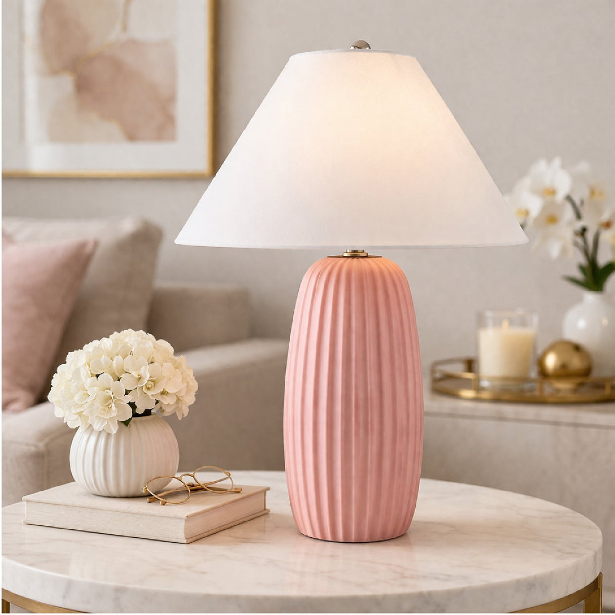 Modern European furniture - Painted Cement Linen Table Lamp - www.oroa.com