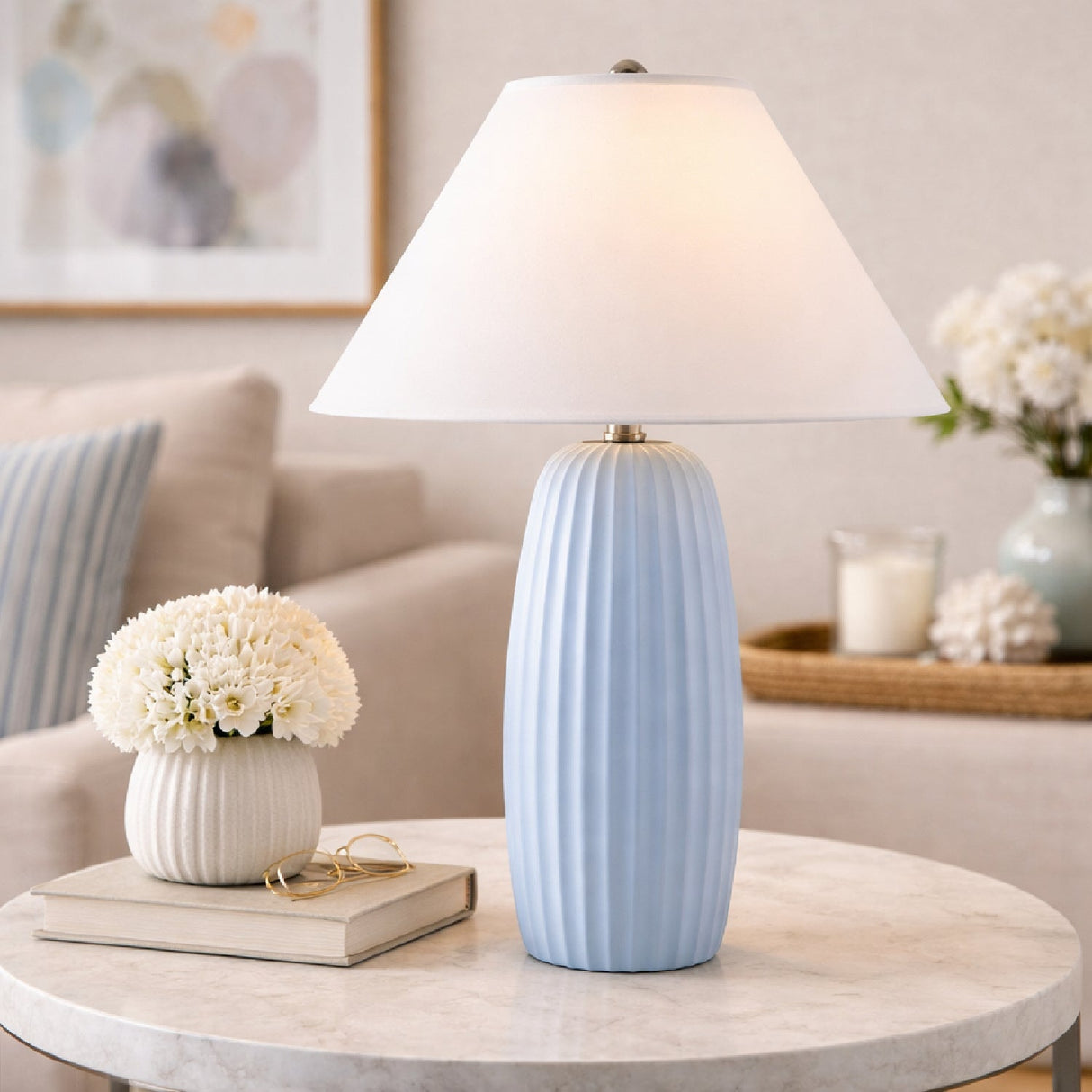 Modern European furniture - Painted Cement Linen Table Lamp - www.oroa.com