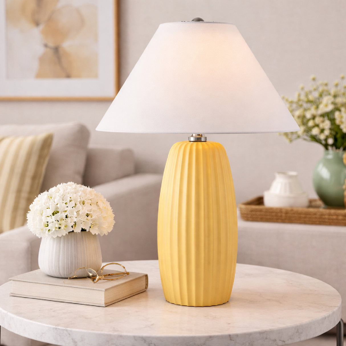 Modern European furniture - Painted Cement Linen Table Lamp - www.oroa.com