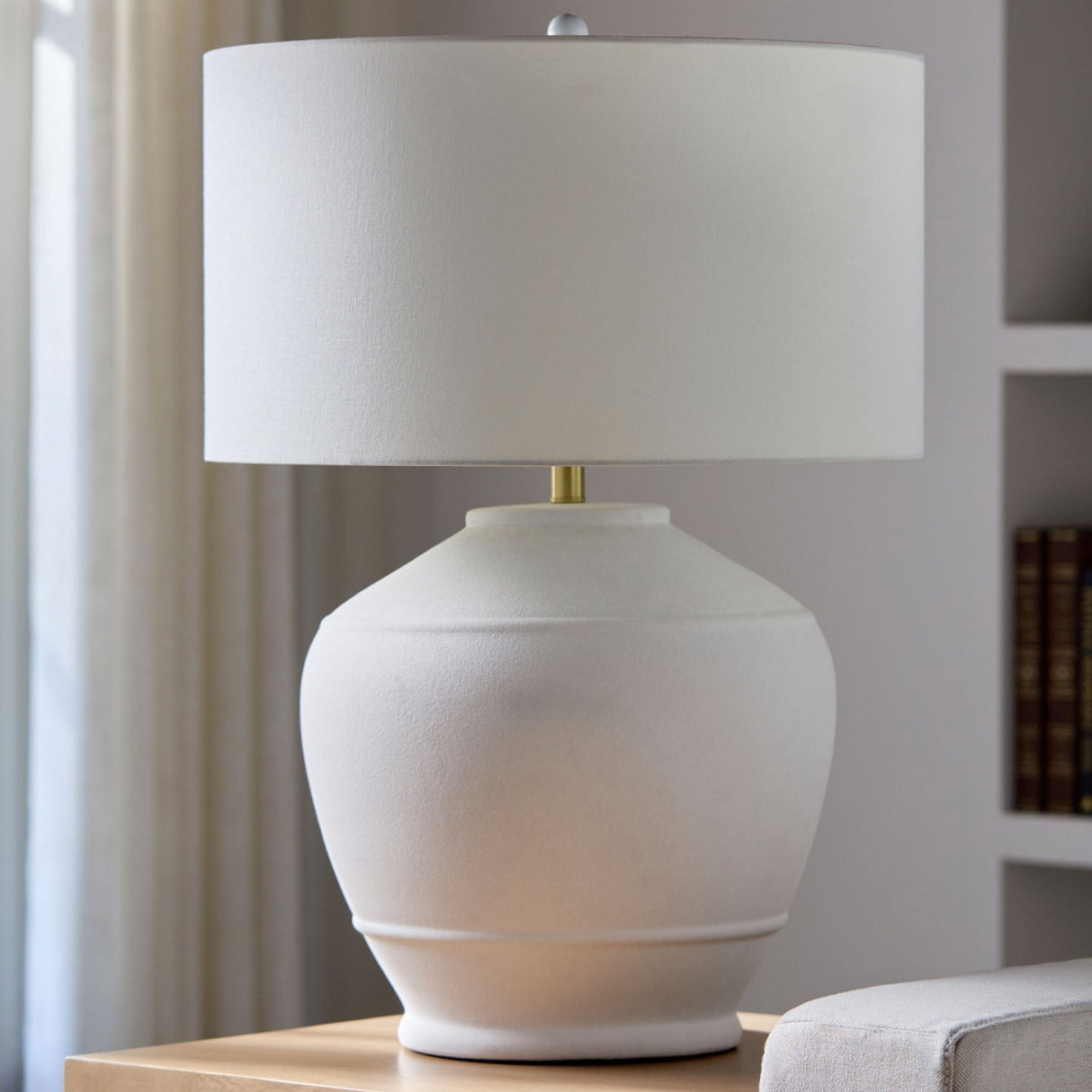 Modern European furniture - Glazed White Ceramic Table Lamp - www.oroa.com