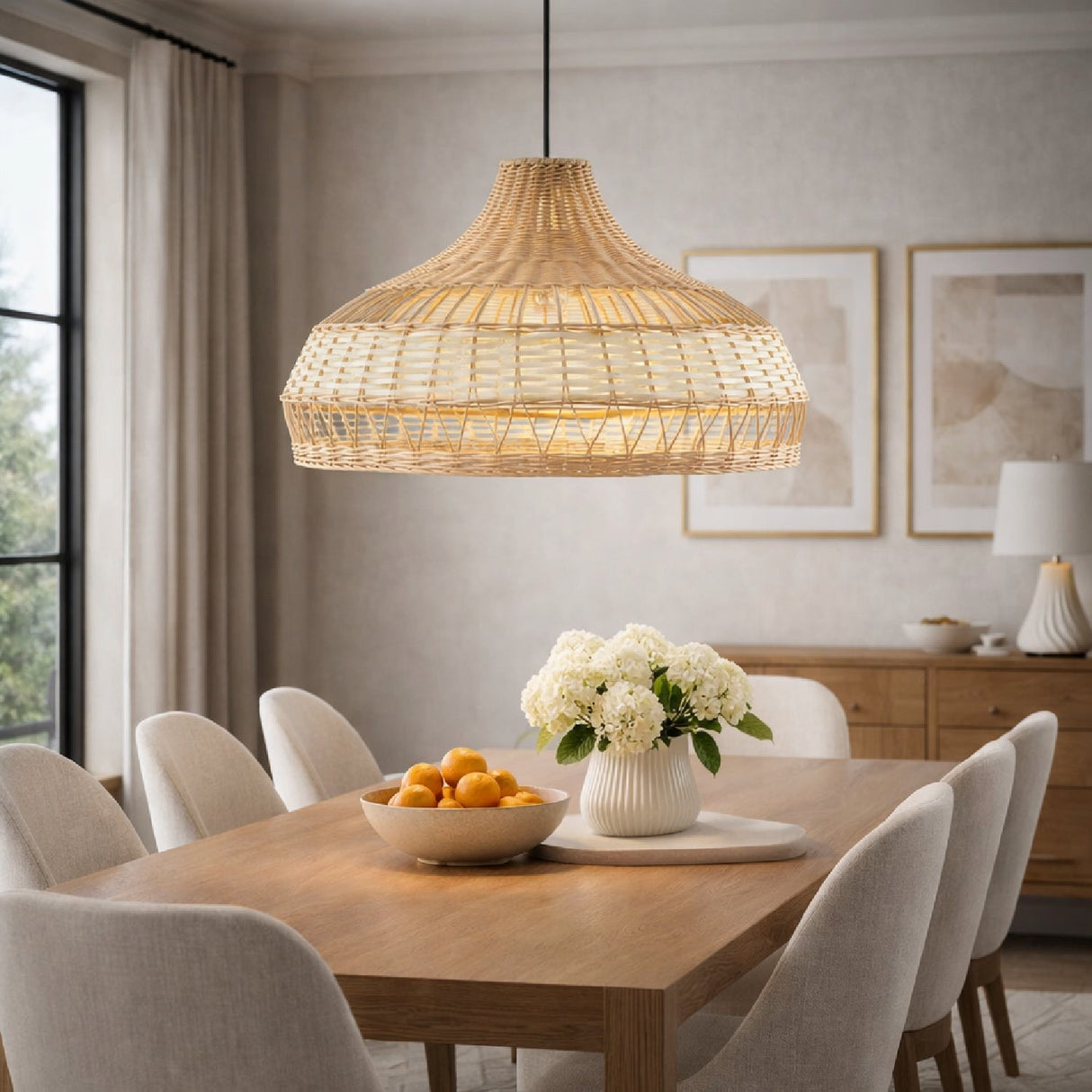 Modern European furniture - Braided Rattan Pendant Lamp - www.oroa.com