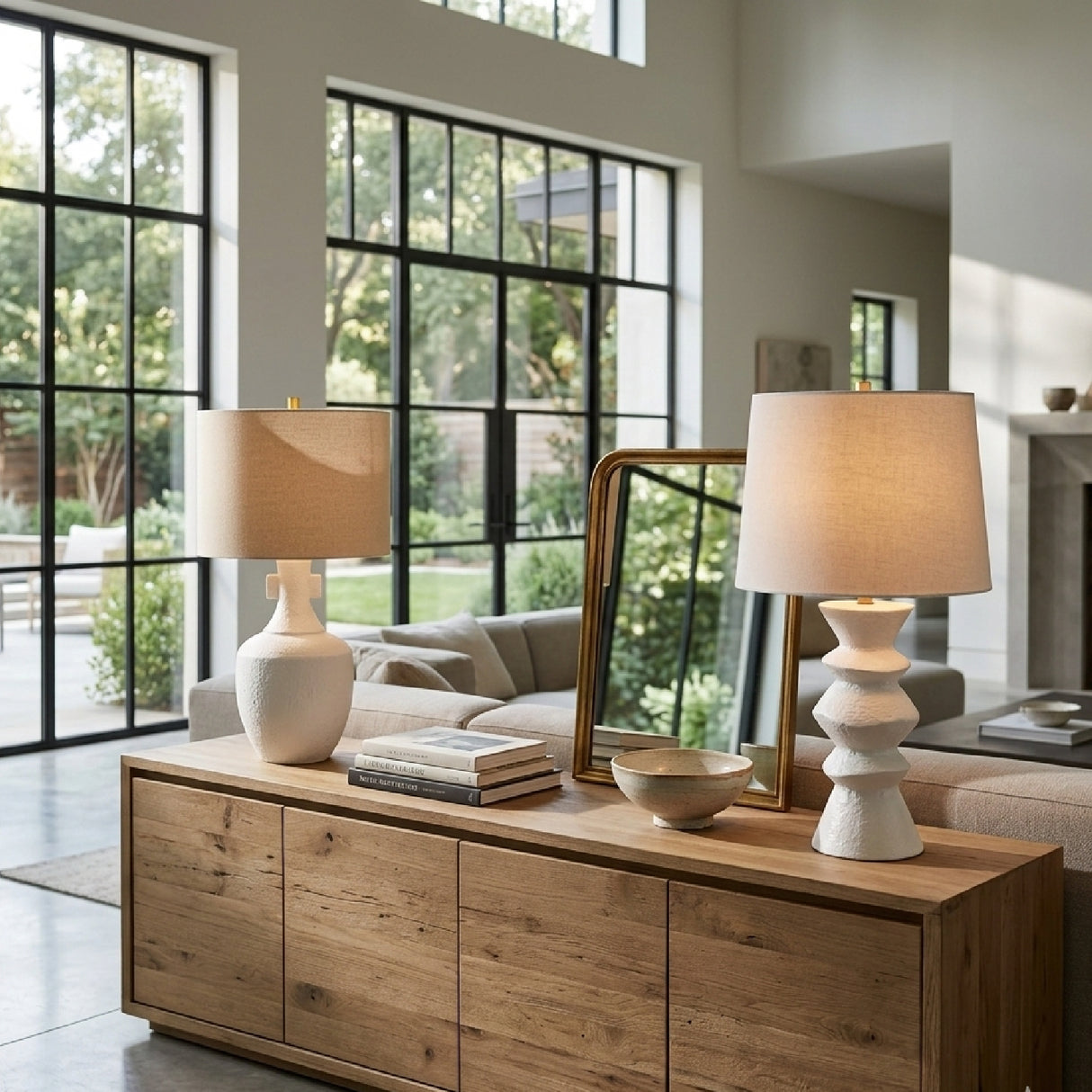 Modern European furniture - White Ceramic Sculpted Table Lamp - www.oroa.com