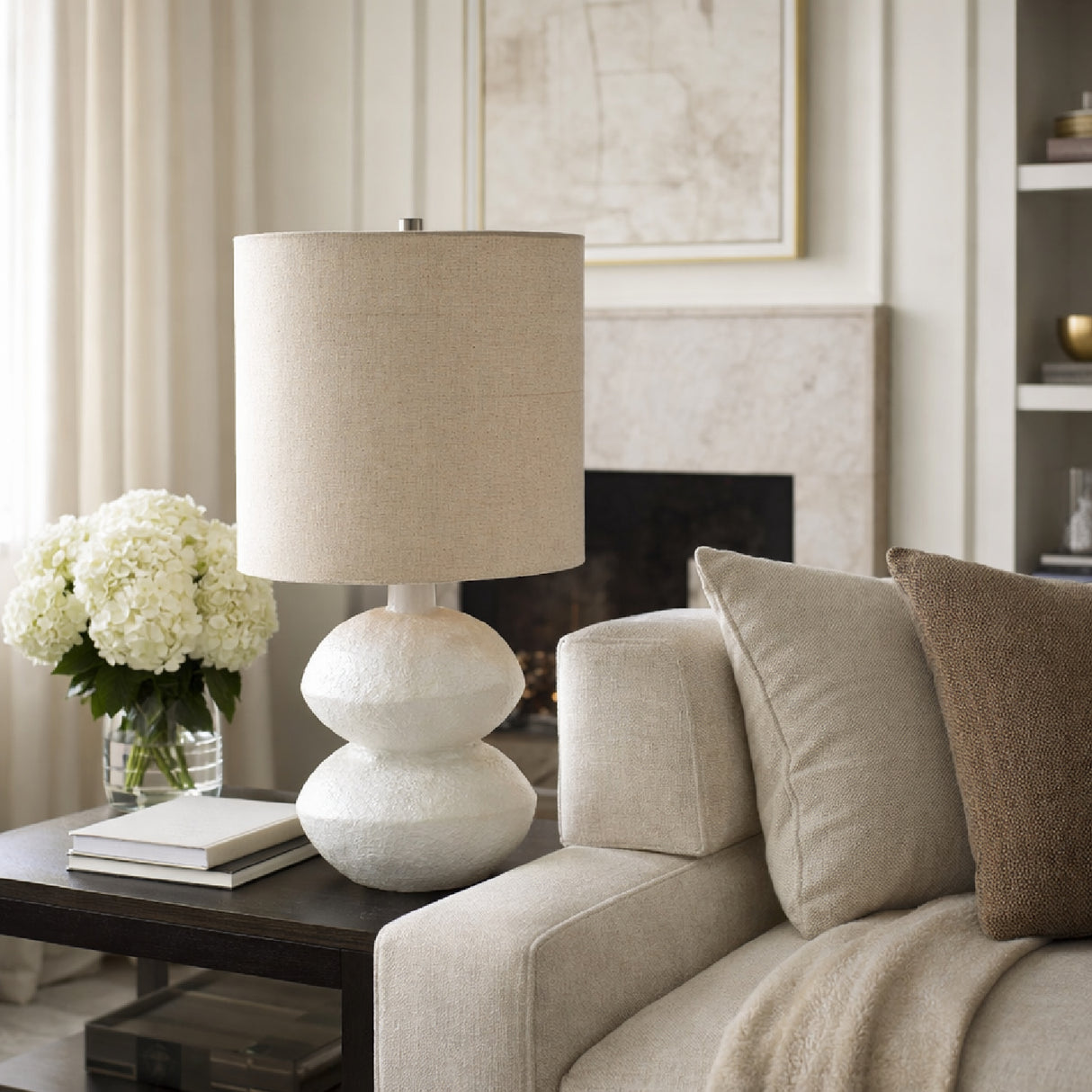 Modern European furniture - White Sculptured Ceramic Table Lamp - www.oroa.com