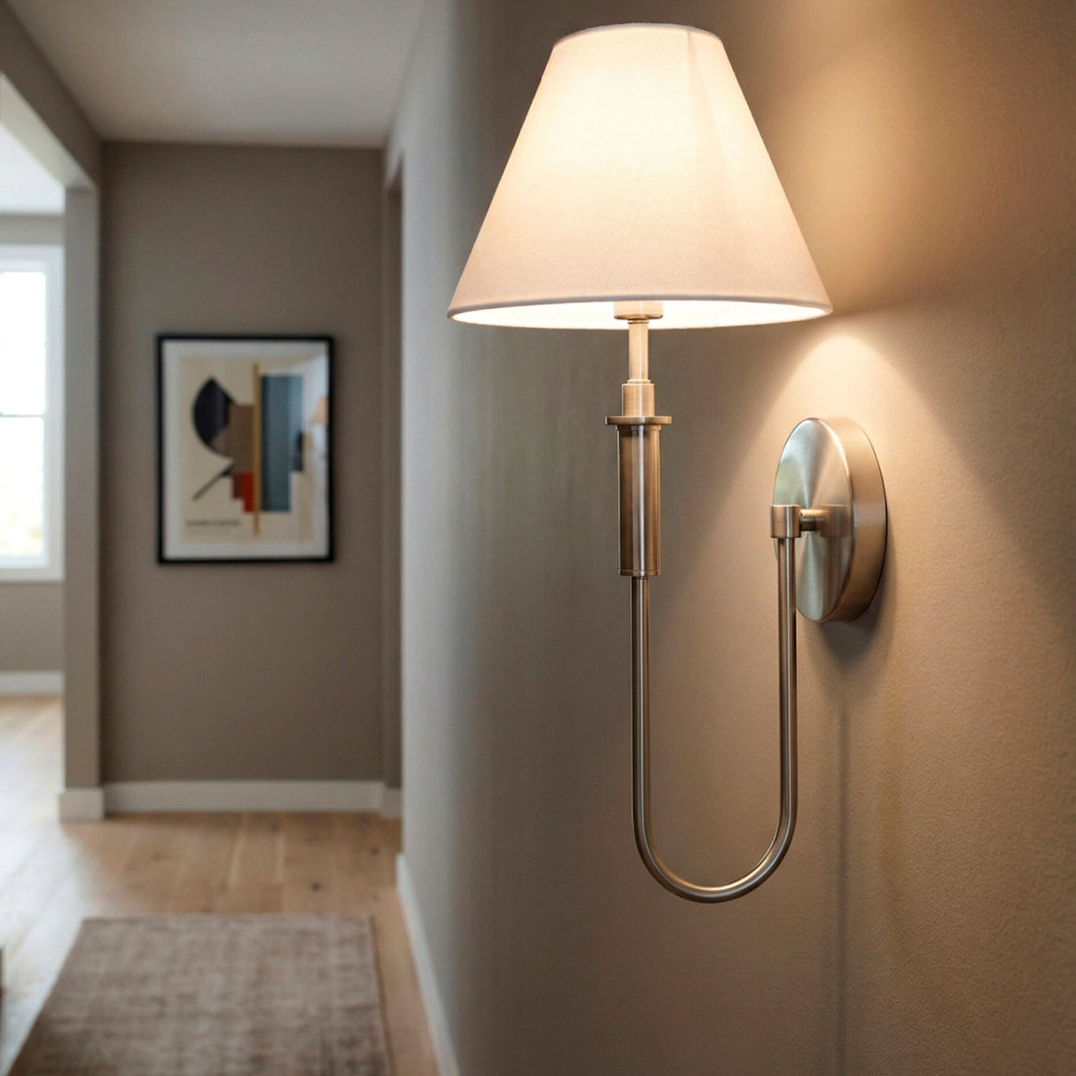 Modern European furniture - White Linen Silver Wall Lamp - www.oroa.com