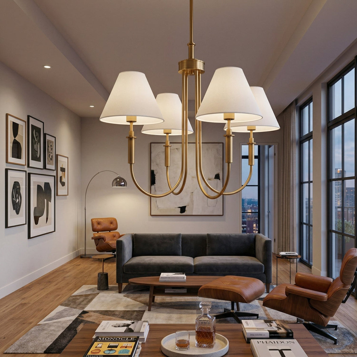 Modern European furniture - White Linen 4-Light Chandelier - www.oroa.com