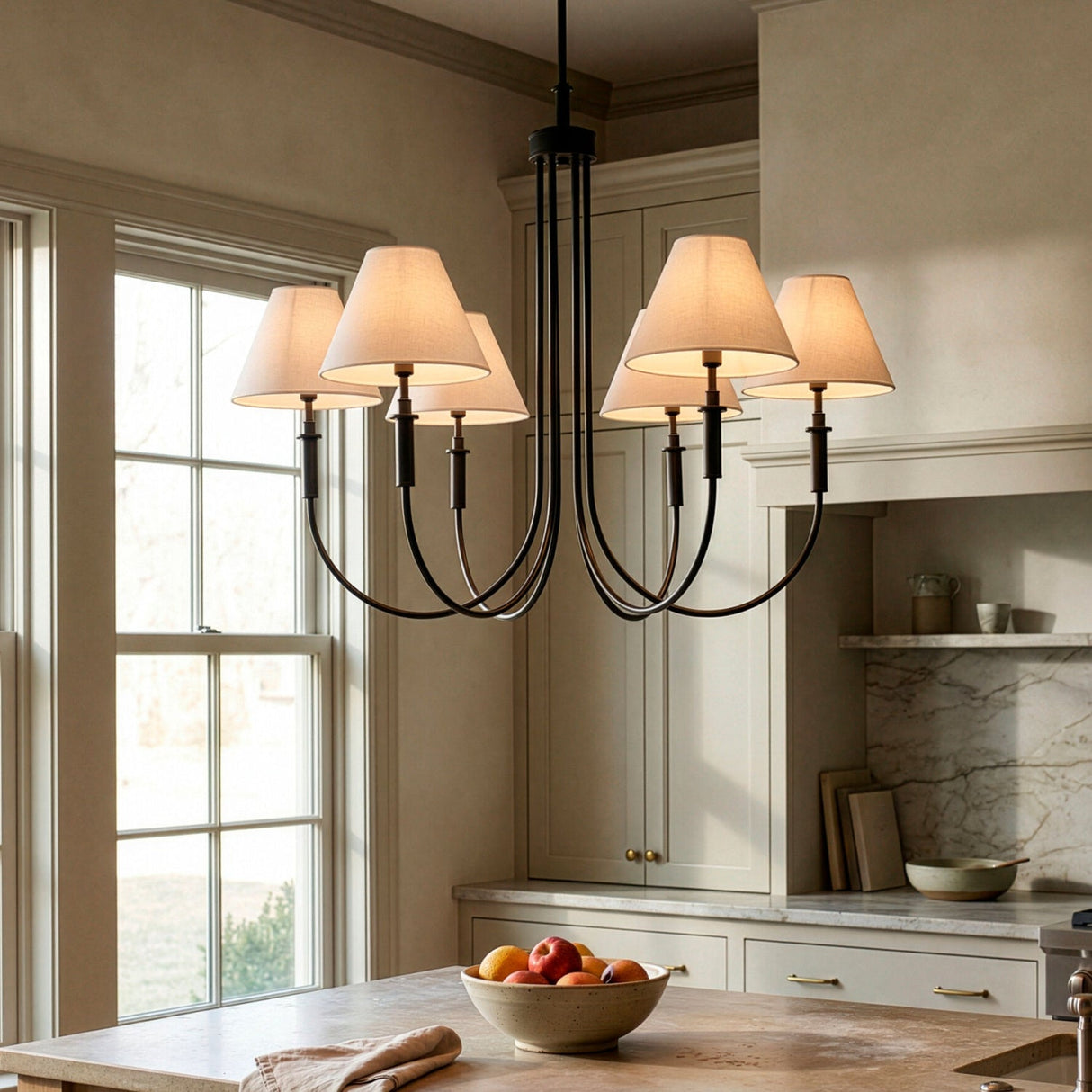 Modern European furniture - White Linen 6-Light Chandelier - www.oroa.com
