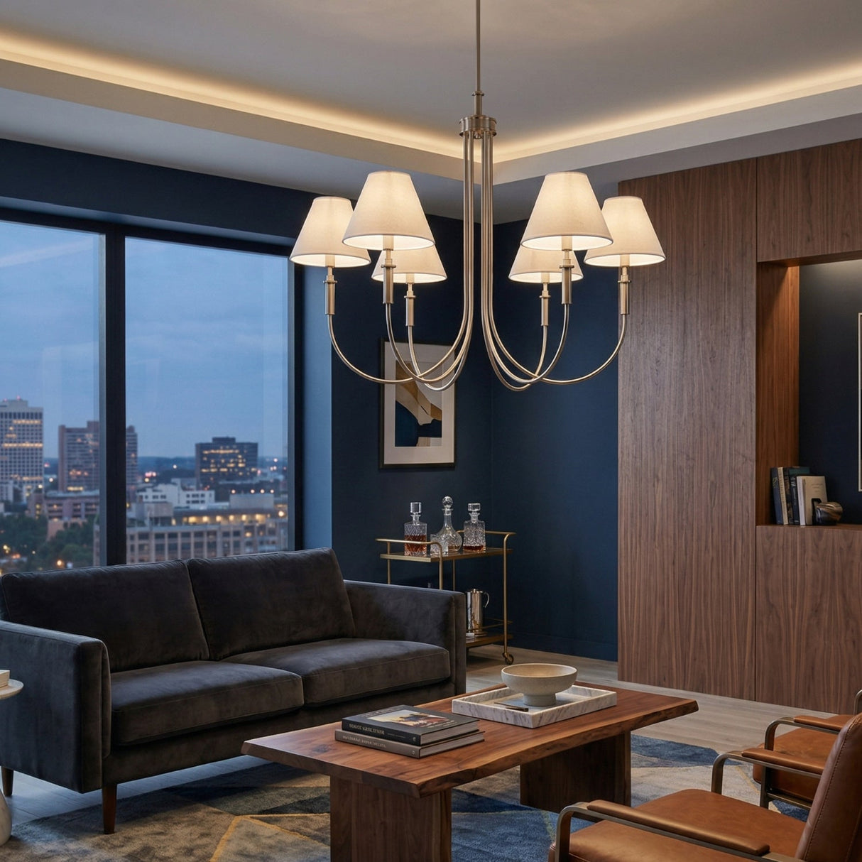 Modern European furniture - White Linen 6-Light Chandelier - www.oroa.com