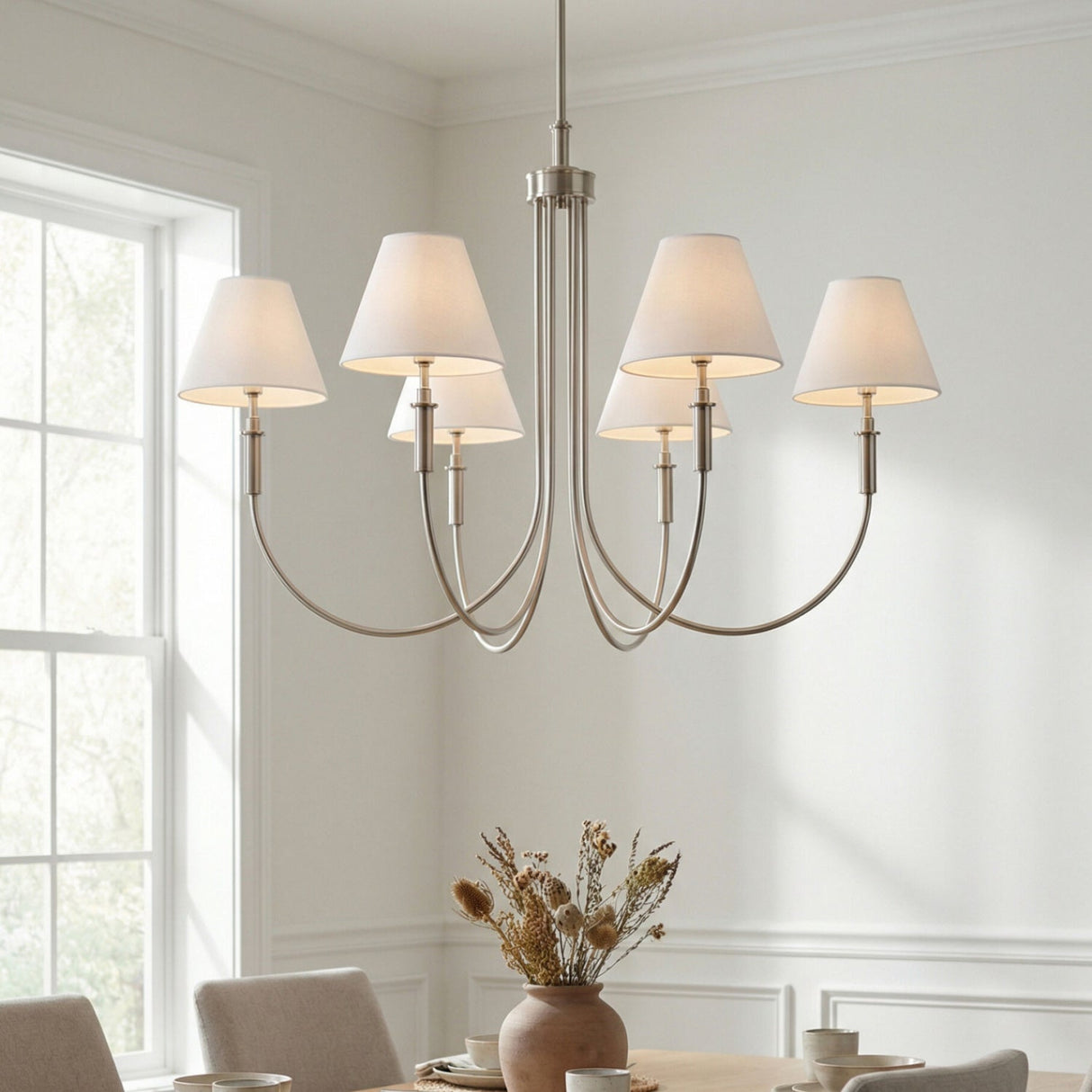 Modern European furniture - Linen Shade 6-Light Chandelier - www.oroa.com
