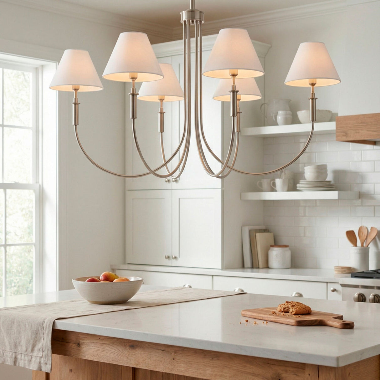 Modern European furniture - Linen Shade 6-Light Chandelier - www.oroa.com