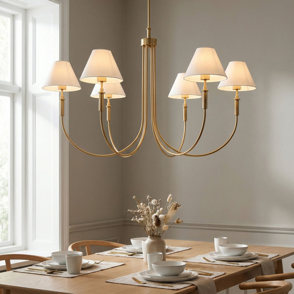 Modern European furniture - Linen Shade 6-Light Chandelier - www.oroa.com