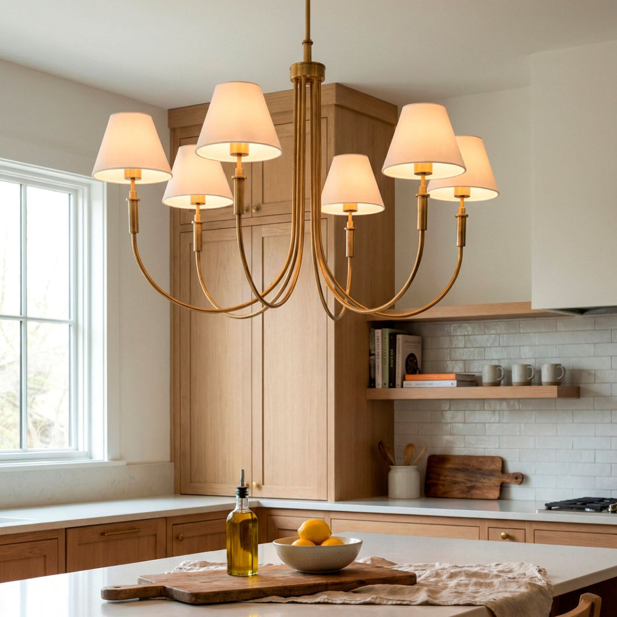 Modern European furniture - Linen Shade 6-Light Chandelier - www.oroa.com