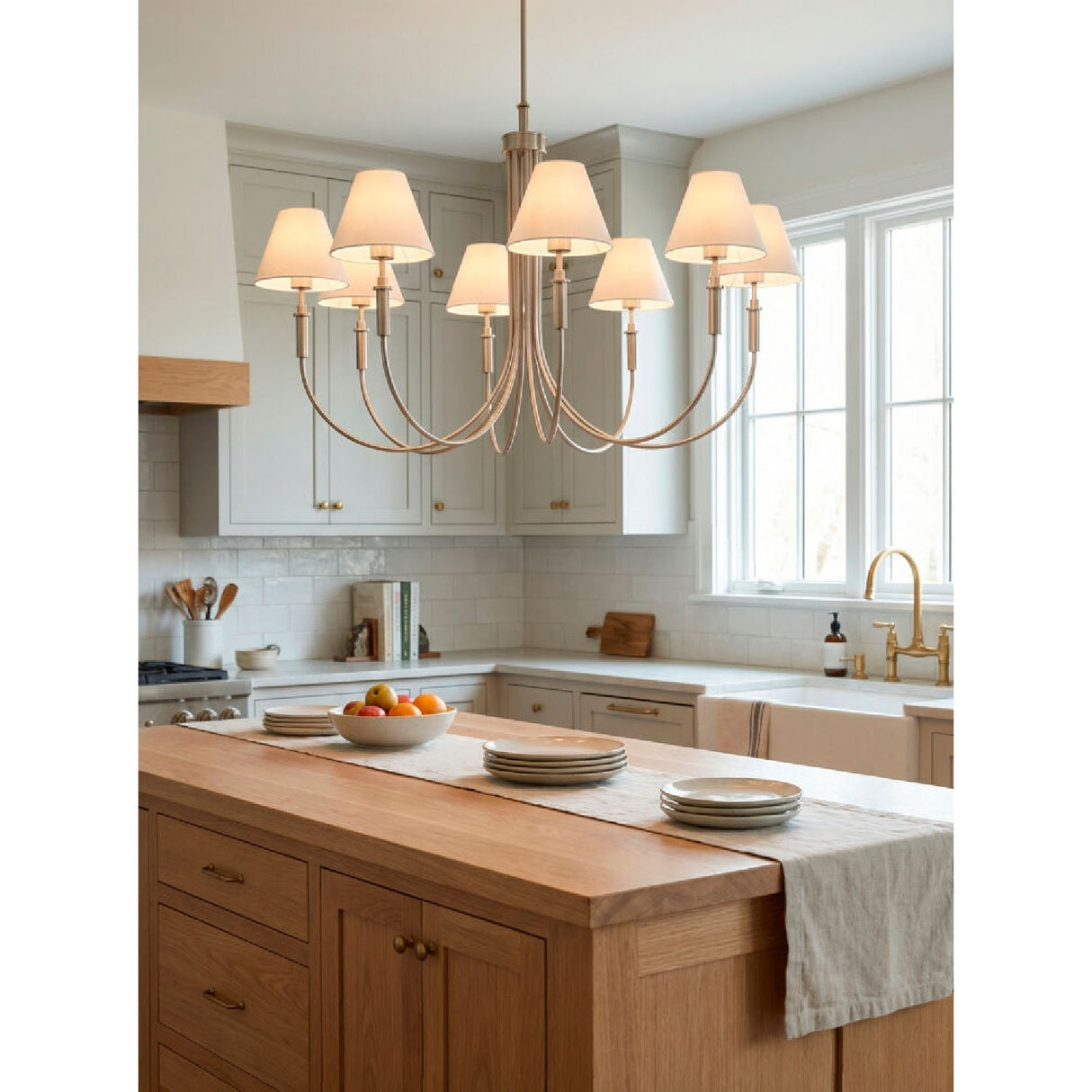 Modern European furniture - Linen Shade 8-Light Chandelier - www.oroa.com