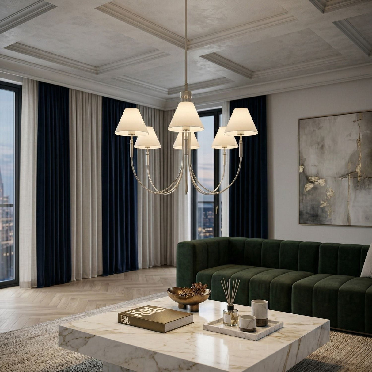 Modern European furniture - Linen Shade 8-Light Chandelier - www.oroa.com