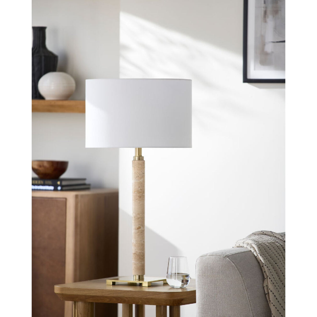 Modern European furniture - White Linen Accent Table Lamp - www.oroa.com