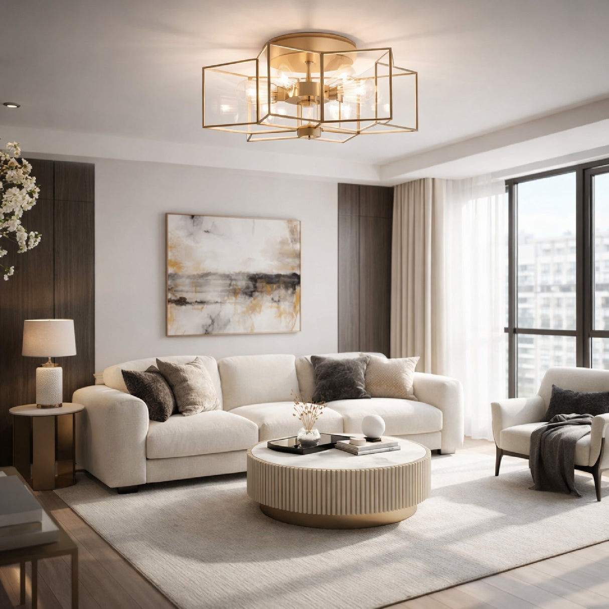 Modern European furniture - Iron-Framed Glass Ceiling Lamp - www.oroa.com