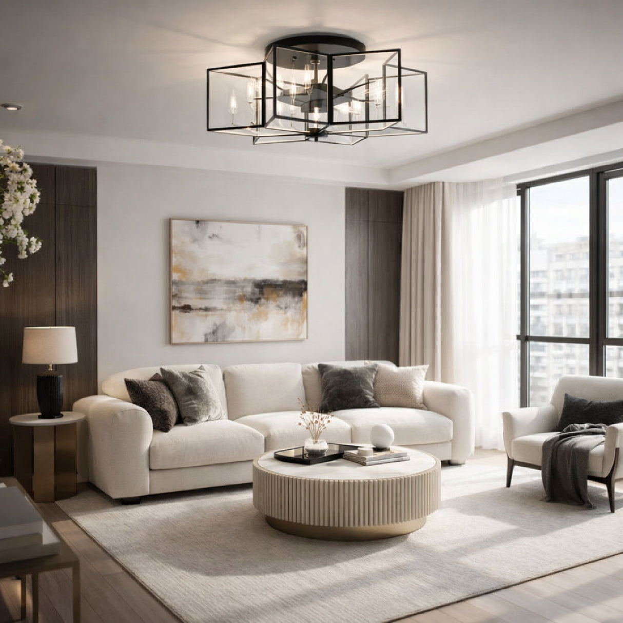 Modern European furniture - Iron-Framed Glass Ceiling Lamp - www.oroa.com