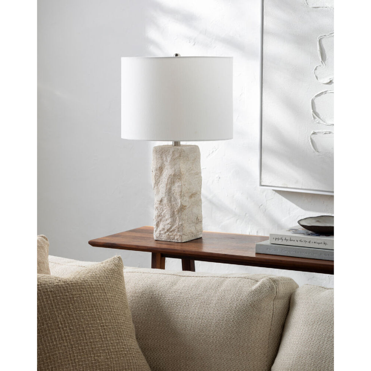 Modern European furniture - White Organic Textured Table Lamp - www.oroa.com