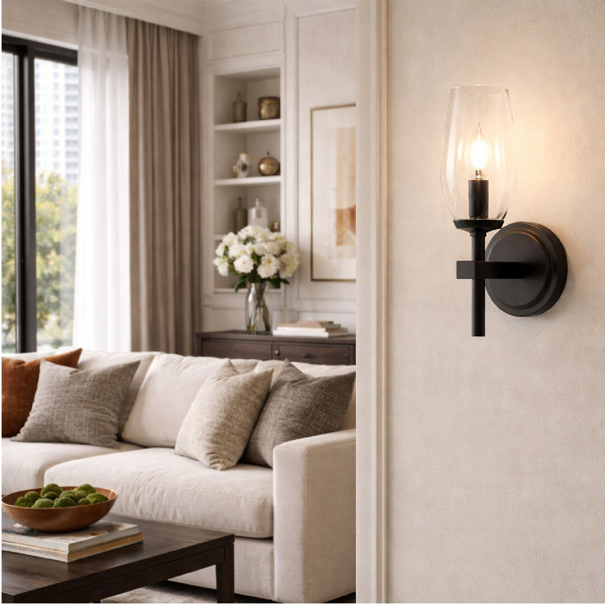 Modern European furniture - Faceted Clear Glass Wall Lamp - www.oroa.com