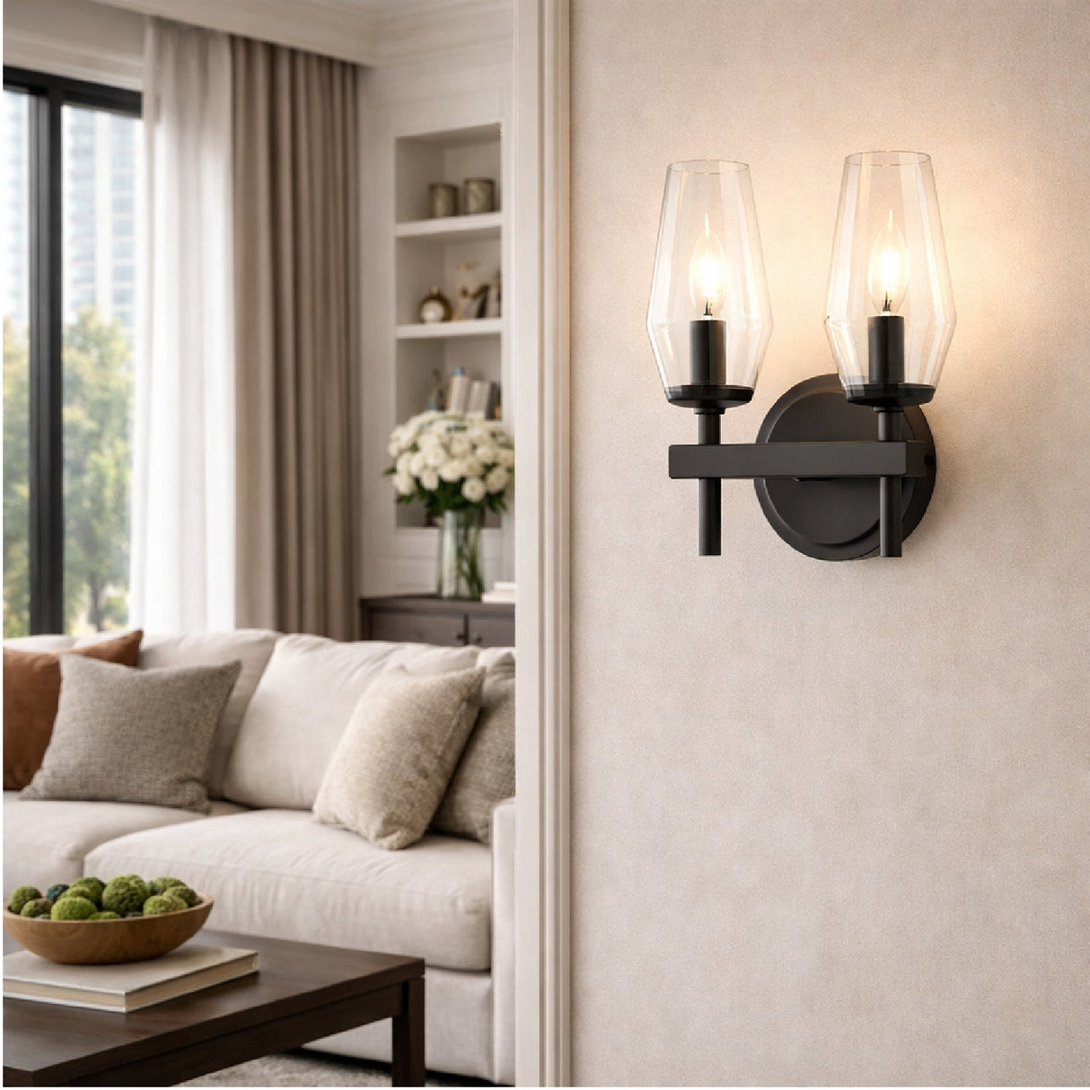 Modern European furniture - Faceted Clear Glass Wall Lamp - www.oroa.com