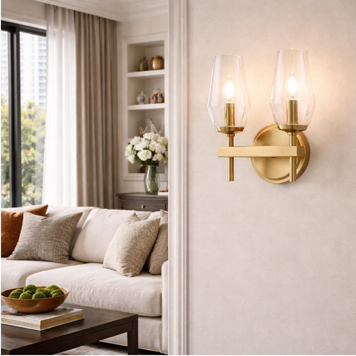 Modern European furniture - Faceted Clear Glass Wall Lamp - www.oroa.com