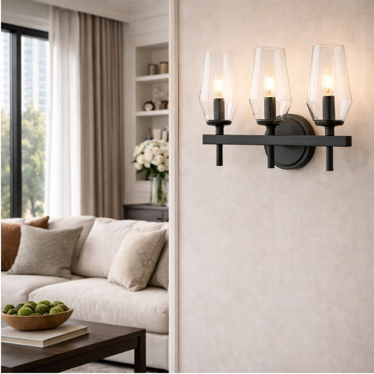 Modern European furniture - Faceted Clear Glass Wall Lamp - www.oroa.com