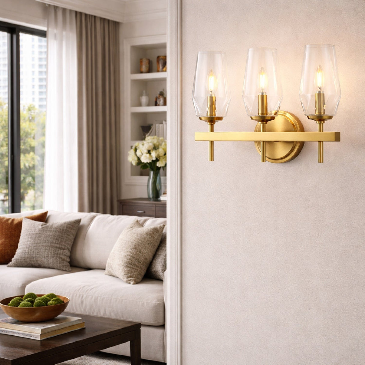 Modern European furniture - Faceted Clear Glass Wall Lamp - www.oroa.com