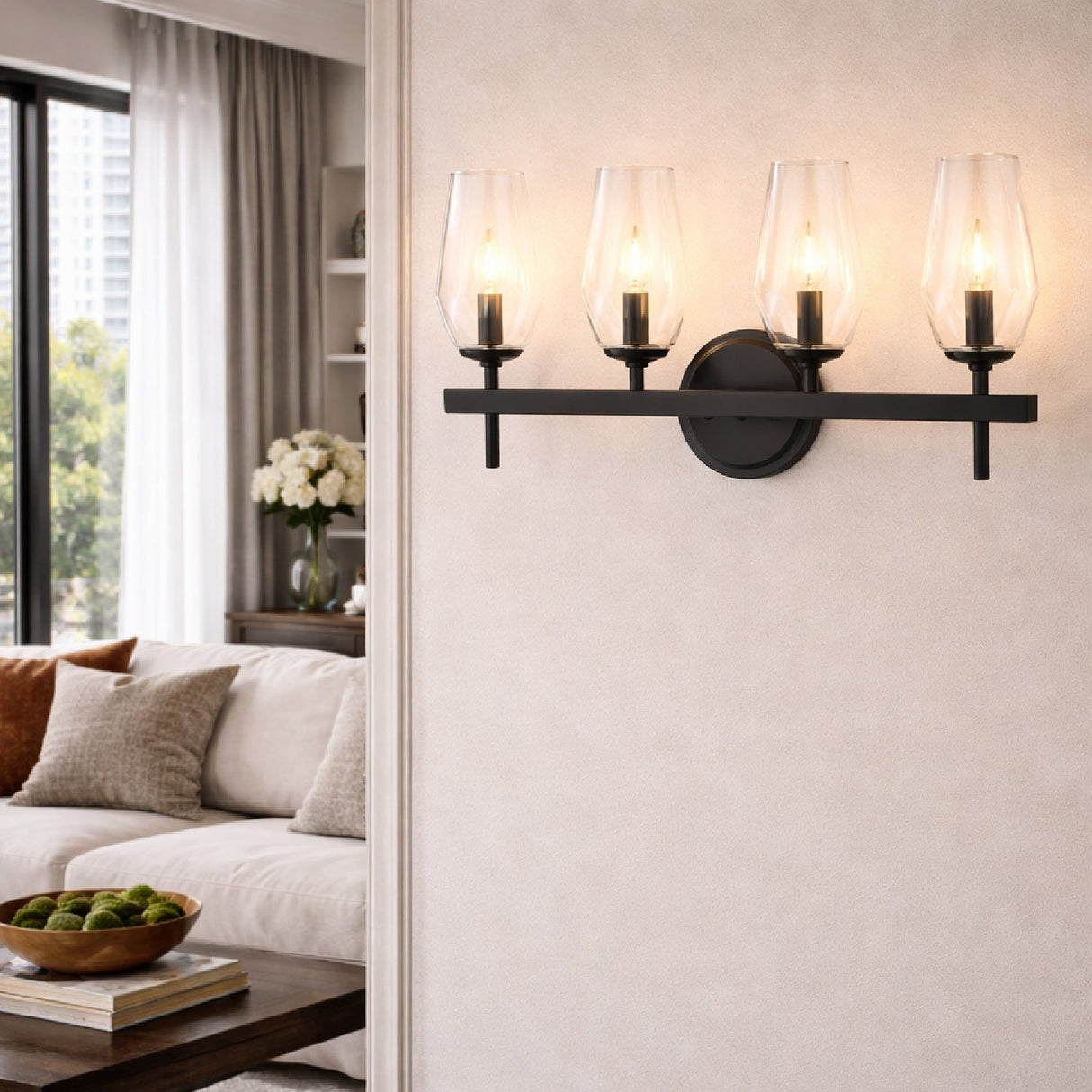 Modern European furniture - Faceted Clear Glass Wall Lamp - www.oroa.com
