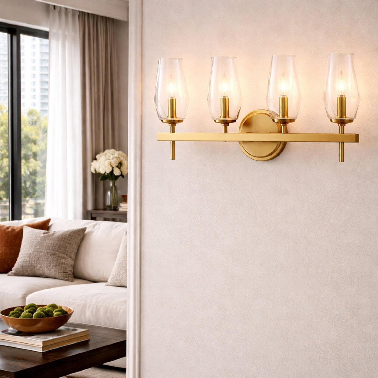 Modern European furniture - Faceted Clear Glass Wall Lamp - www.oroa.com