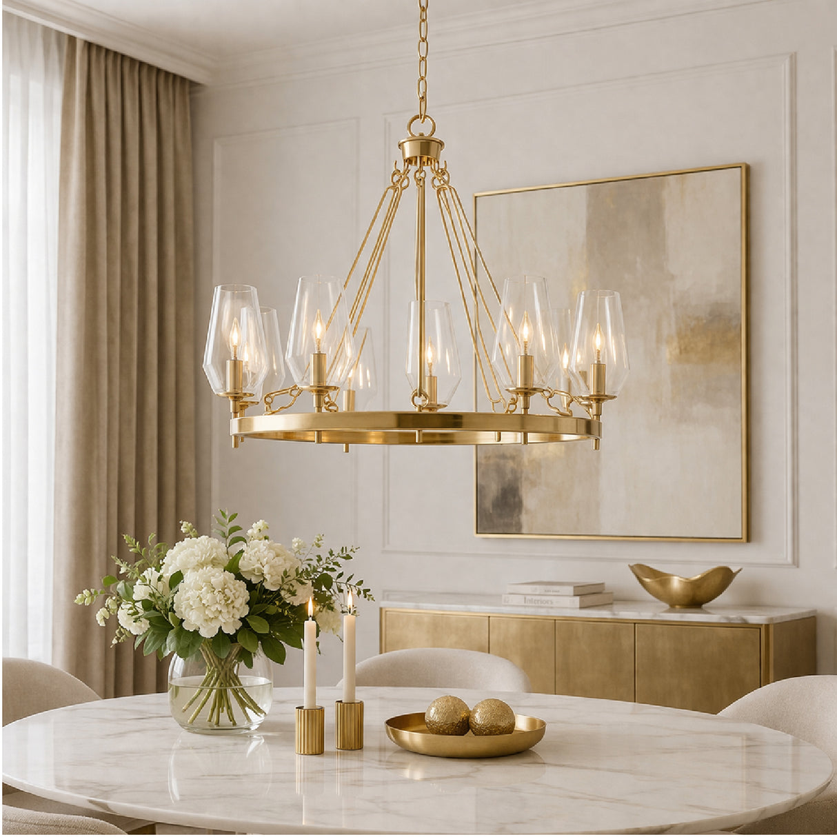 Modern European furniture - Faceted Clear Glass Chandelier - www.oroa.com