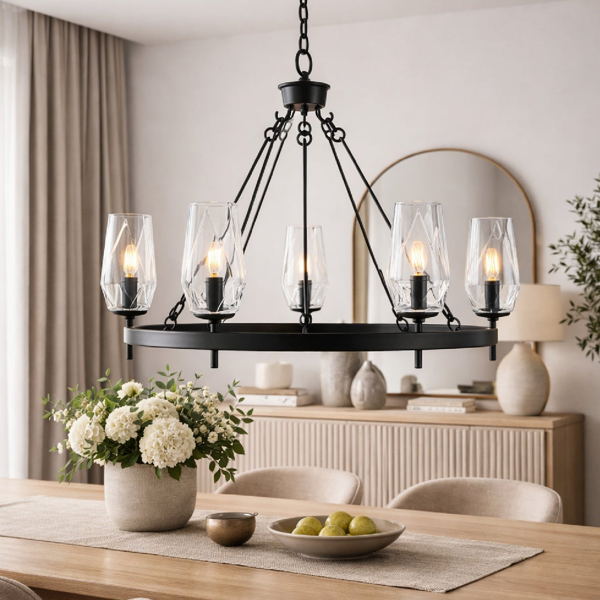 Modern European furniture - Faceted Clear Glass Chandelier - www.oroa.com