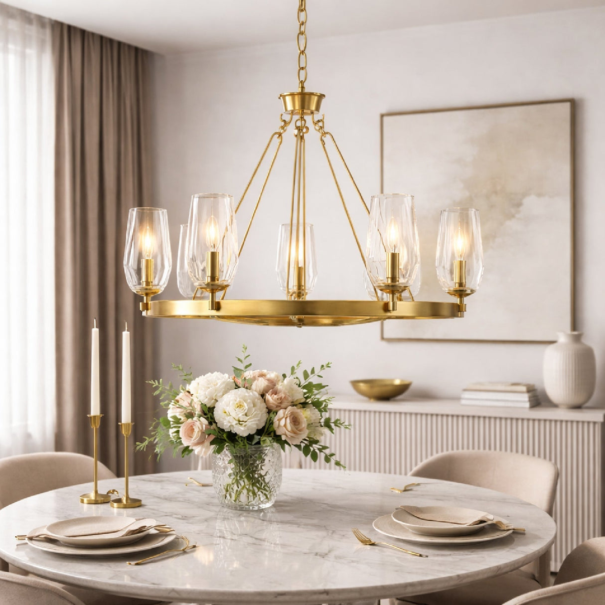 Modern European furniture - Faceted Clear Glass Chandelier - www.oroa.com