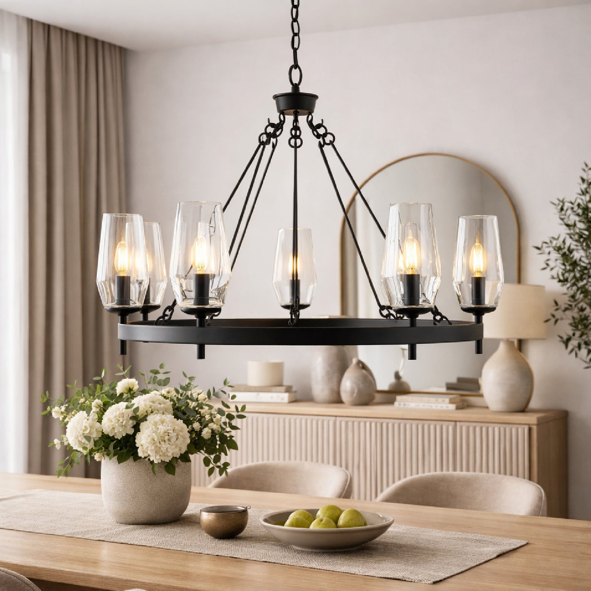 Modern European furniture - Faceted Clear Glass Chandelier - www.oroa.com