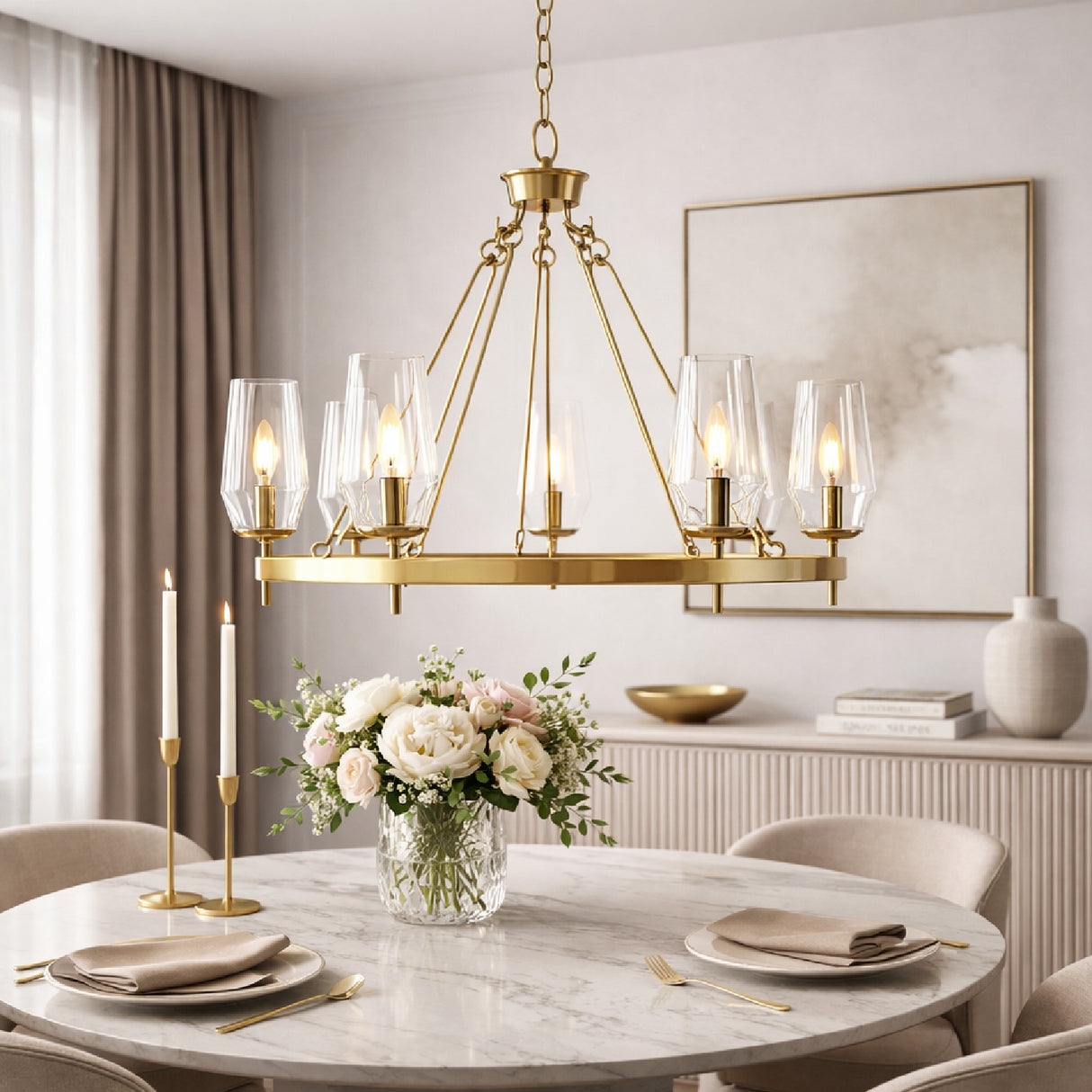 Modern European furniture - Faceted Clear Glass Chandelier - www.oroa.com