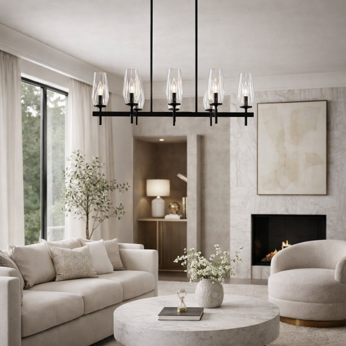 Modern European furniture - 8-Light Glass Linear Chandelier - www.oroa.com