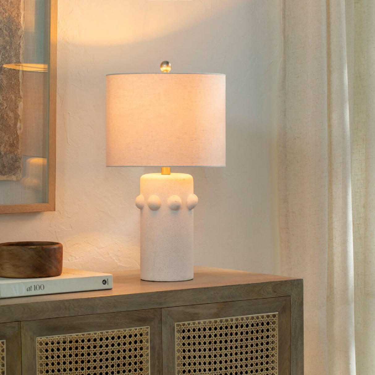Modern European furniture - Cream Ceramic Linen Table Lamp - www.oroa.com