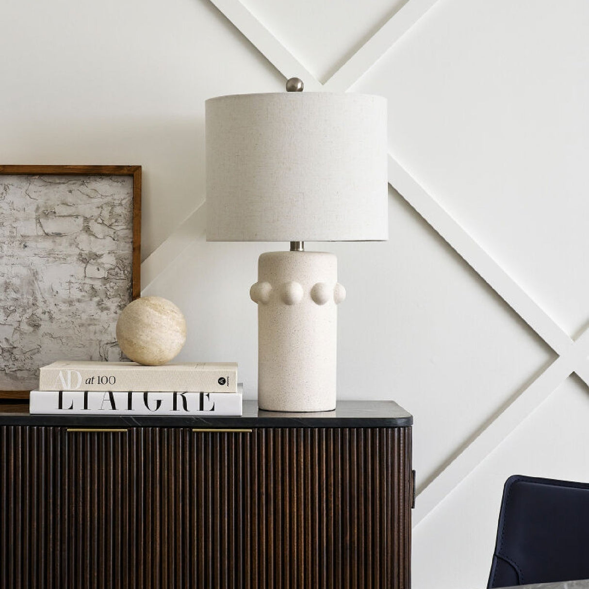 Modern European furniture - Cream Ceramic Linen Table Lamp - www.oroa.com