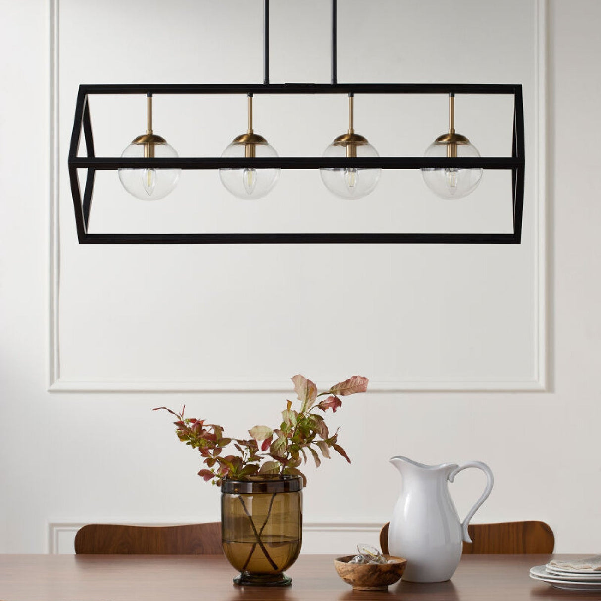 Modern European furniture - Black Iron Framed 4-Light Chandelier - www.oroa.com