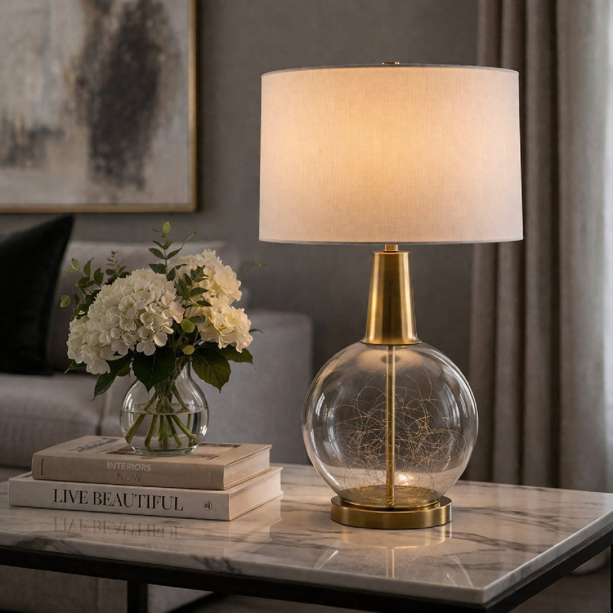 Modern European furniture - Clear Glass Base Table Lamp S - www.oroa.com