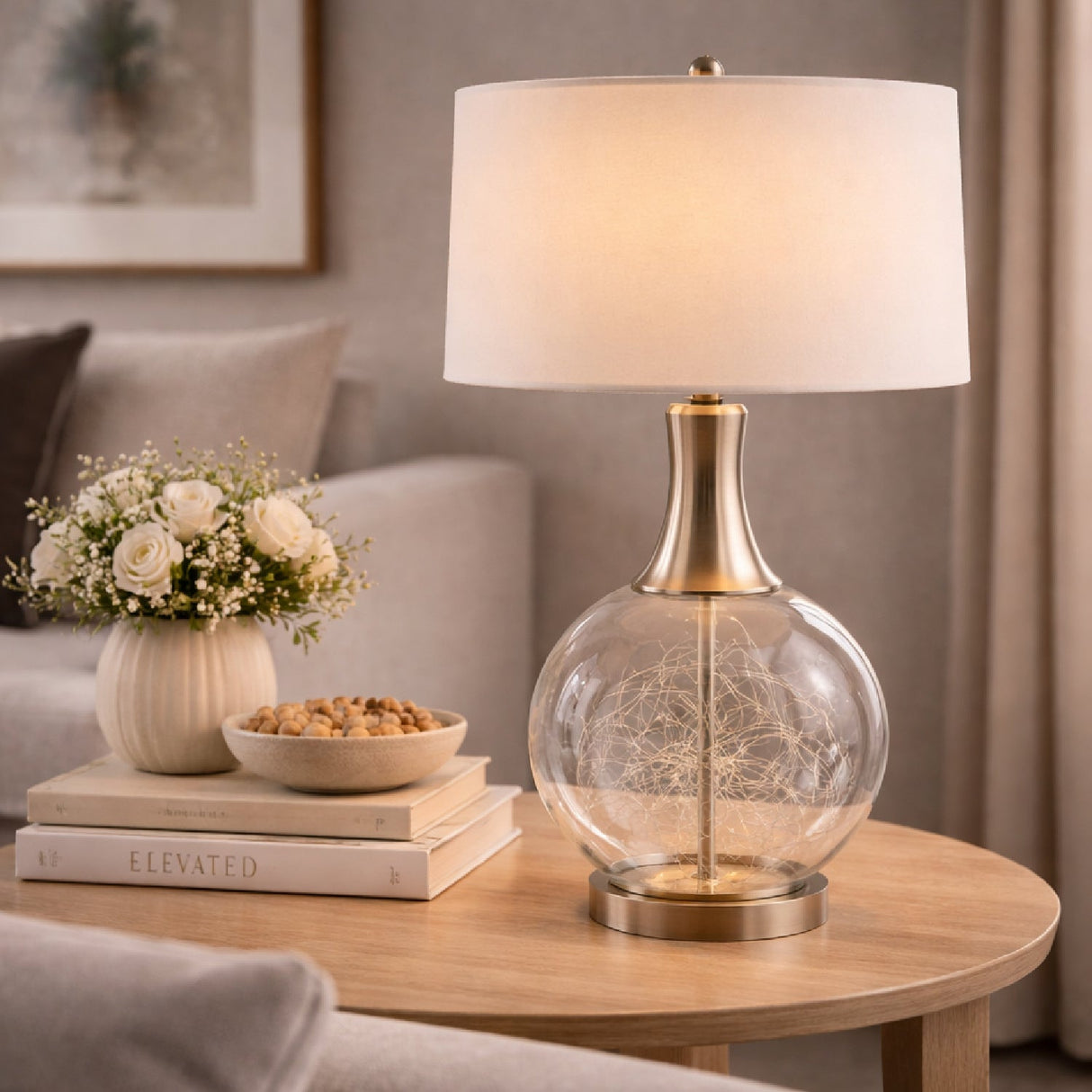 Modern European furniture - Clear Glass Base Table Lamp L - www.oroa.com