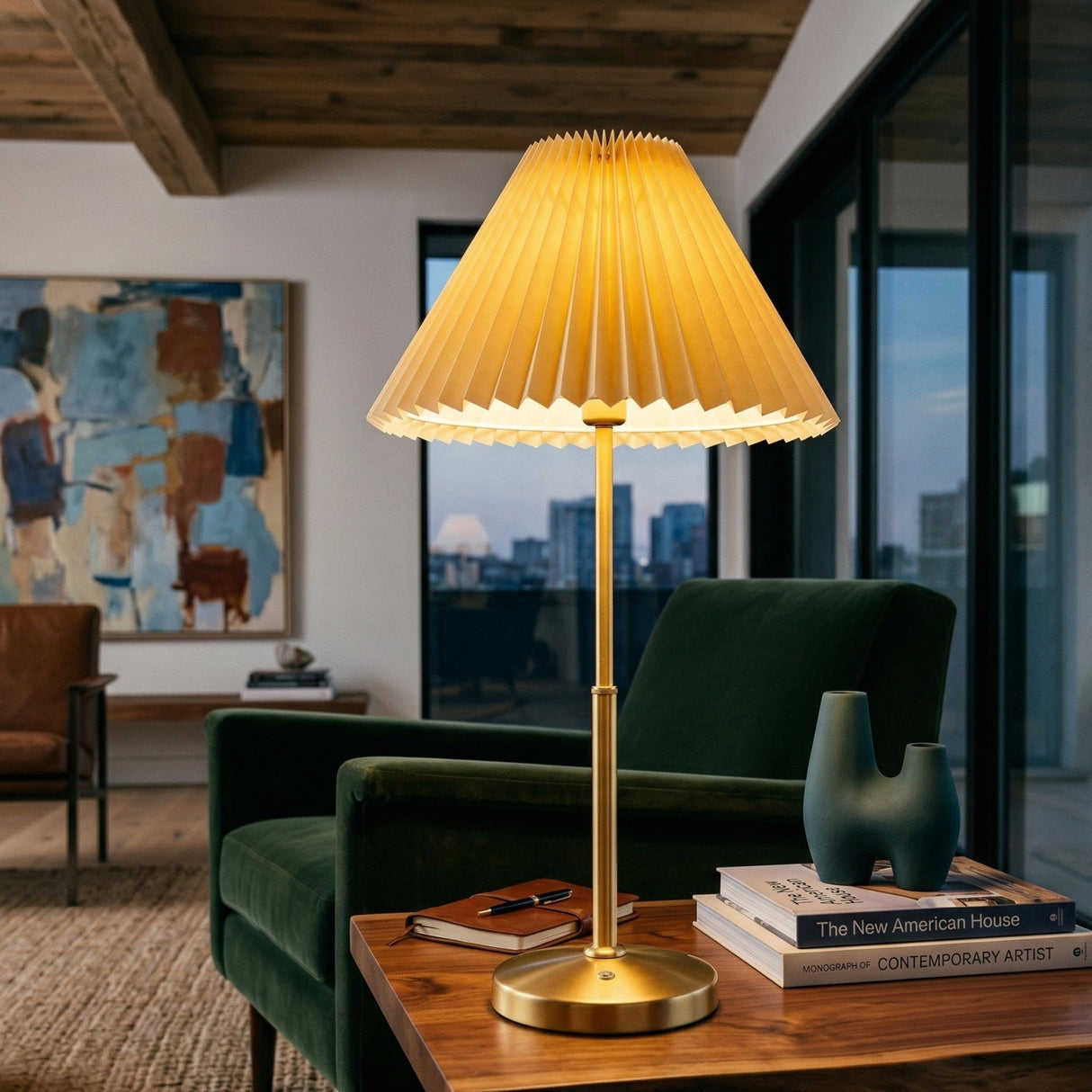 Modern European furniture - Pleated Fabric Accent Table Lamp - www.oroa.com
