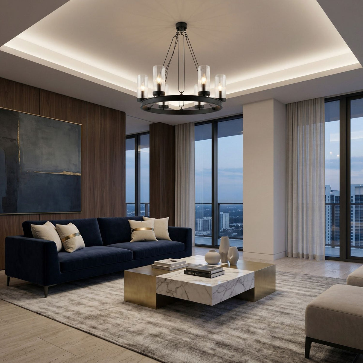 Modern European furniture - Cylindrical Glass 8-Light Chandelier S - www.oroa.com