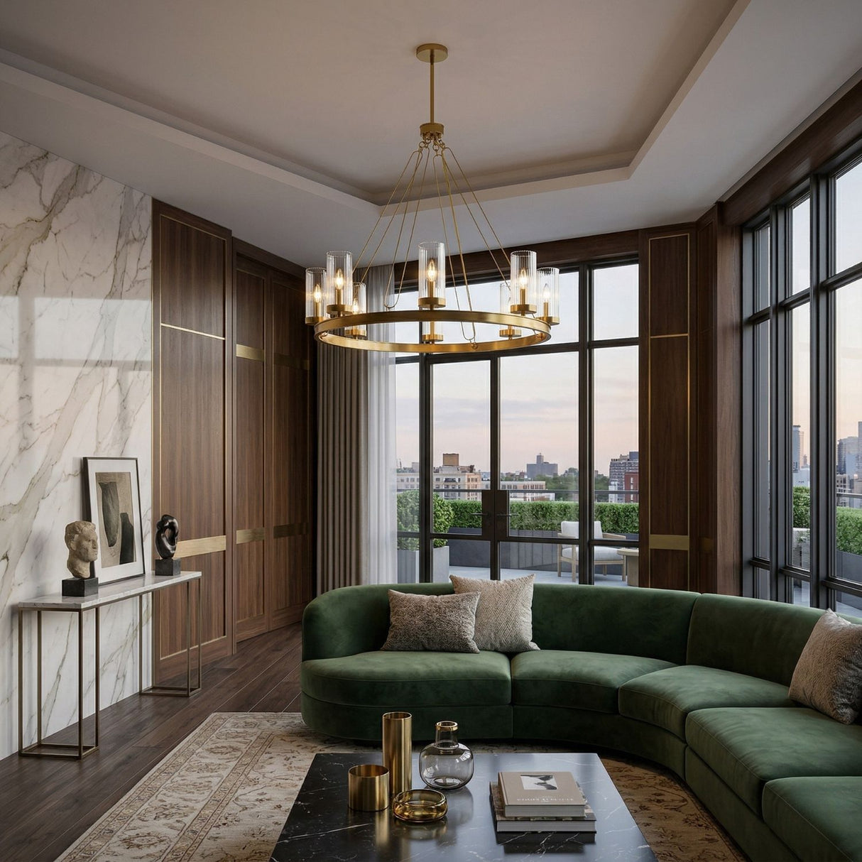 Cylindrical Glass 8-Light Chandelier L | Oroa.com