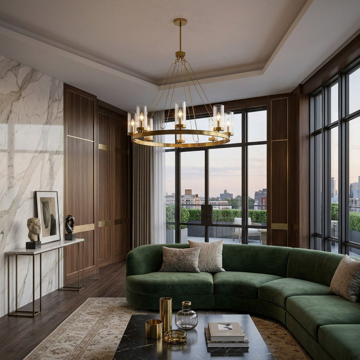 Modern European furniture - Cylindrical Glass 8-Light Chandelier L - www.oroa.com