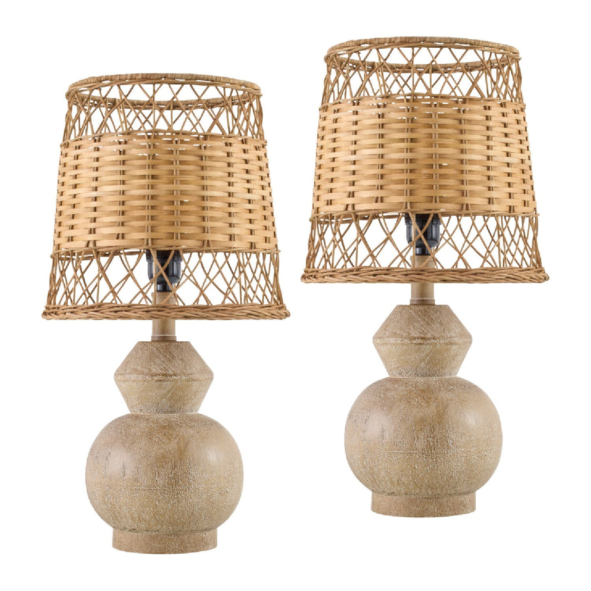 Modern European furniture - Brown Rattan Accent Table Lamps (2) - www.oroa.com