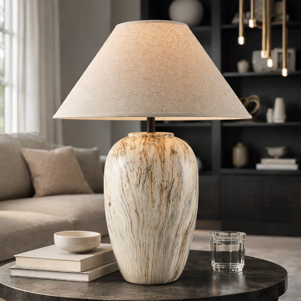 Modern European furniture - Glazed Brown Ceramic Table Lamp - www.oroa.com