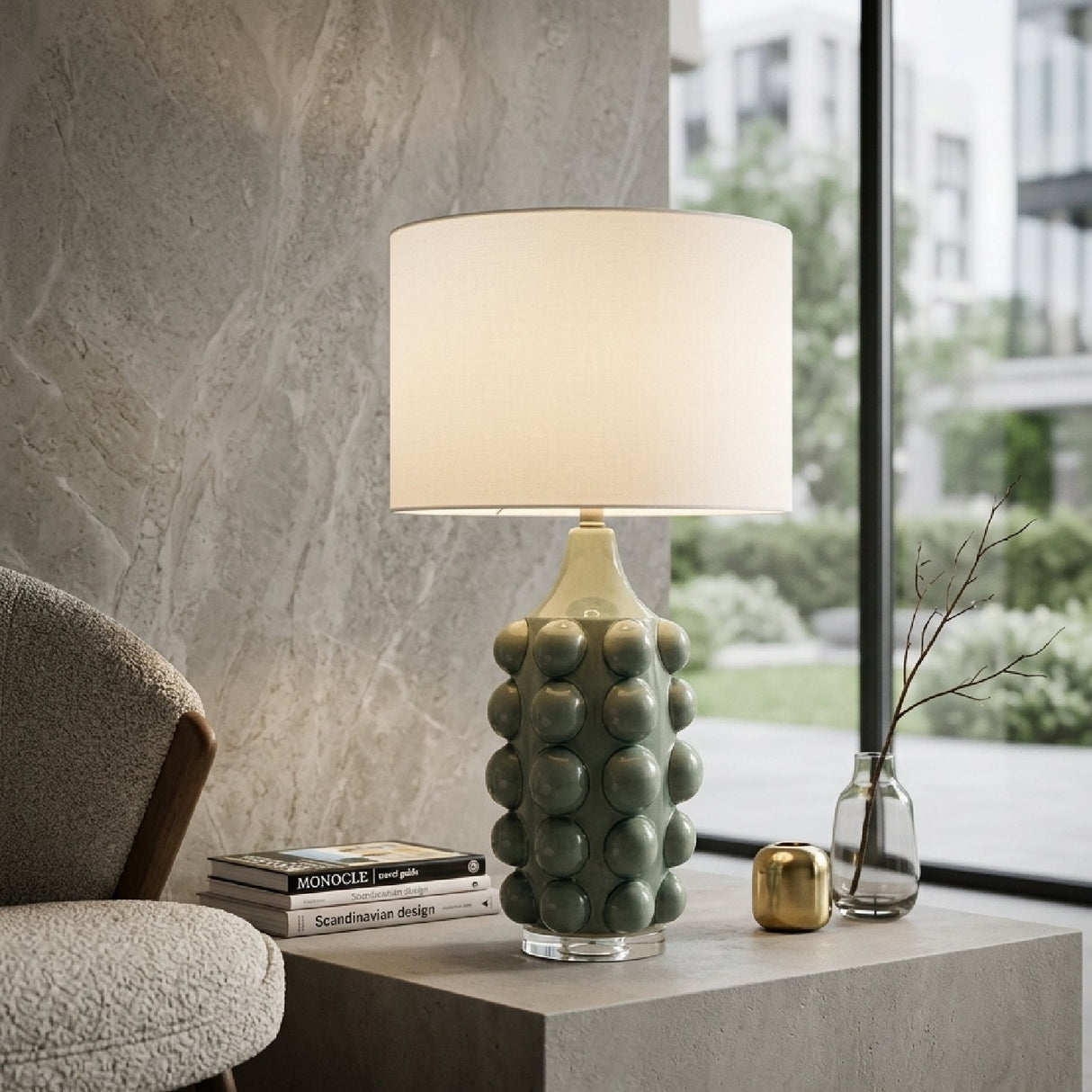 Modern European furniture - Embellished Green Ceramic Table Lamp - www.oroa.com