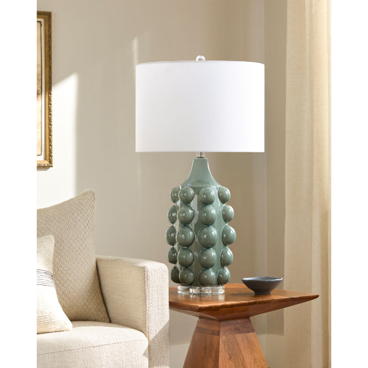 Modern European furniture - Embellished Green Ceramic Table Lamp - www.oroa.com