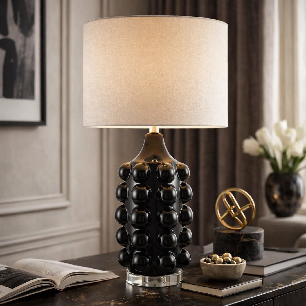 Modern European furniture - Embellished Green Ceramic Table Lamp - www.oroa.com