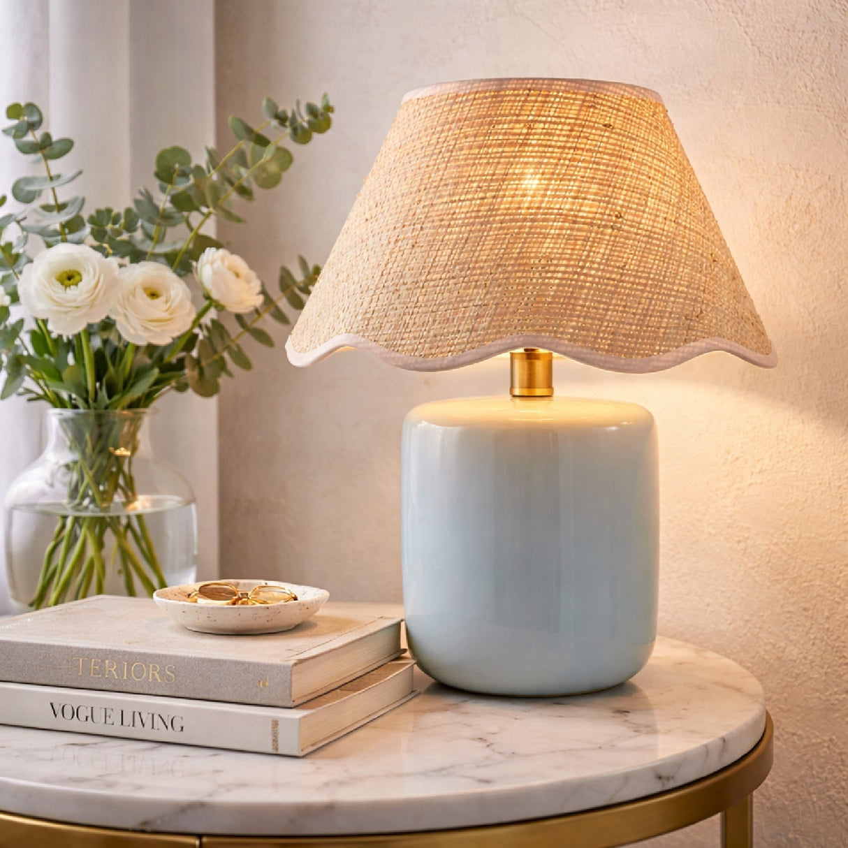 Modern European furniture - Scalloped Edge Seagrass Table Lamp - www.oroa.com